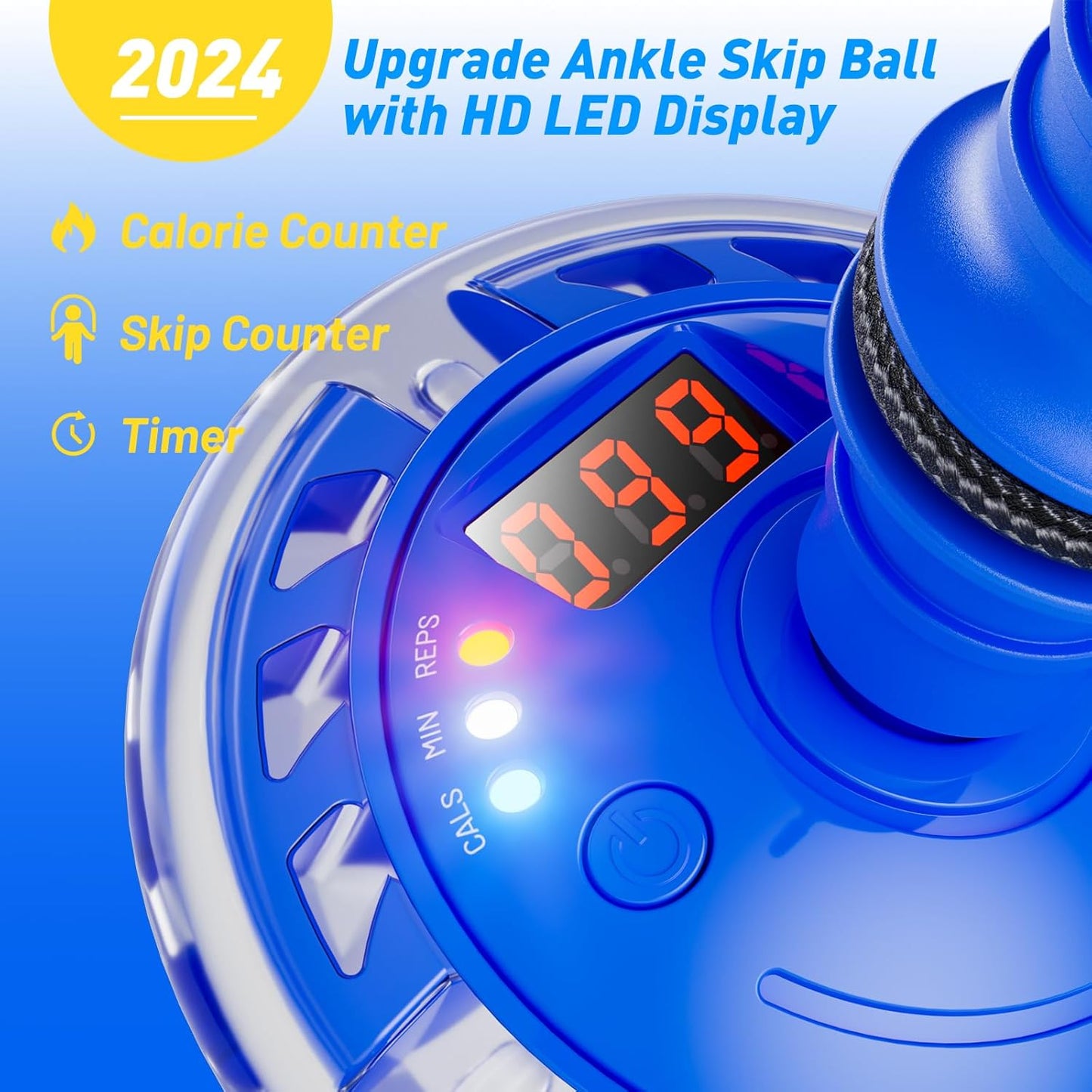 Skip Ball for Kids, Ankle Skip Ball Toy with Counter, Timer and Cal Calculator, Boys Birthday Gifts for Age 6 7 8 9 10+, Rechargeable Colorful Flash Wheel Skip Ball for Boys, Indoor Outdoor Toys