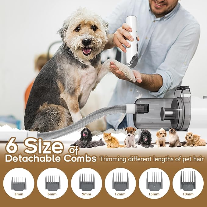 Dog Gromming Vacuum, Pet Grooming Kit with Pet Clipper, Dog Vacuum for Shedding Grooming, 2.5L 6-in-1 Low Noise Grooming Kit for Dogs Cats at Home