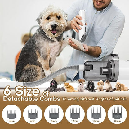 Dog Gromming Vacuum, Pet Grooming Kit with Pet Clipper, Dog Vacuum for Shedding Grooming, 2.5L 6-in-1 Low Noise Grooming Kit for Dogs Cats at Home