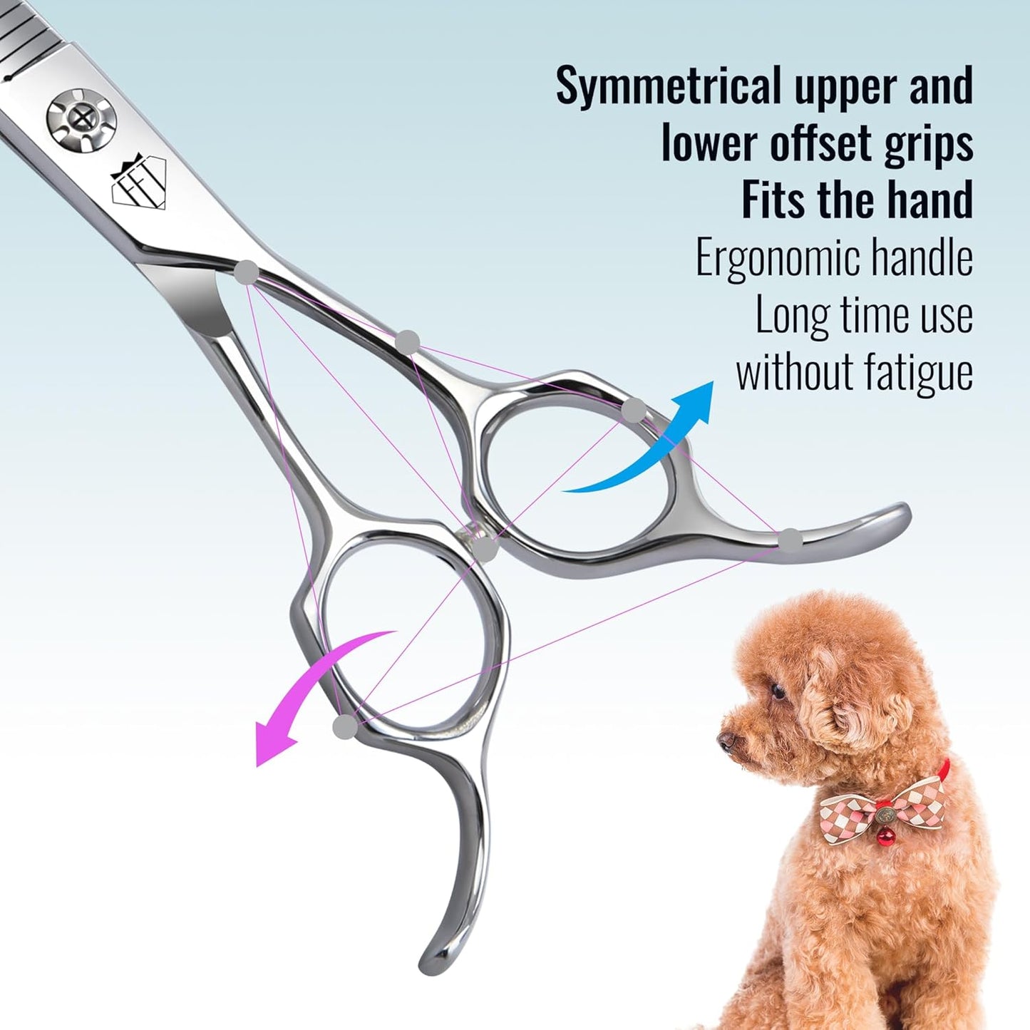 Professional Curved Thinning Scissors for Dog Grooming, 30-Degree Curvature, Japanese 440C for Trimming Dogs Cats and Other Pets face and paws (Curved Blender)