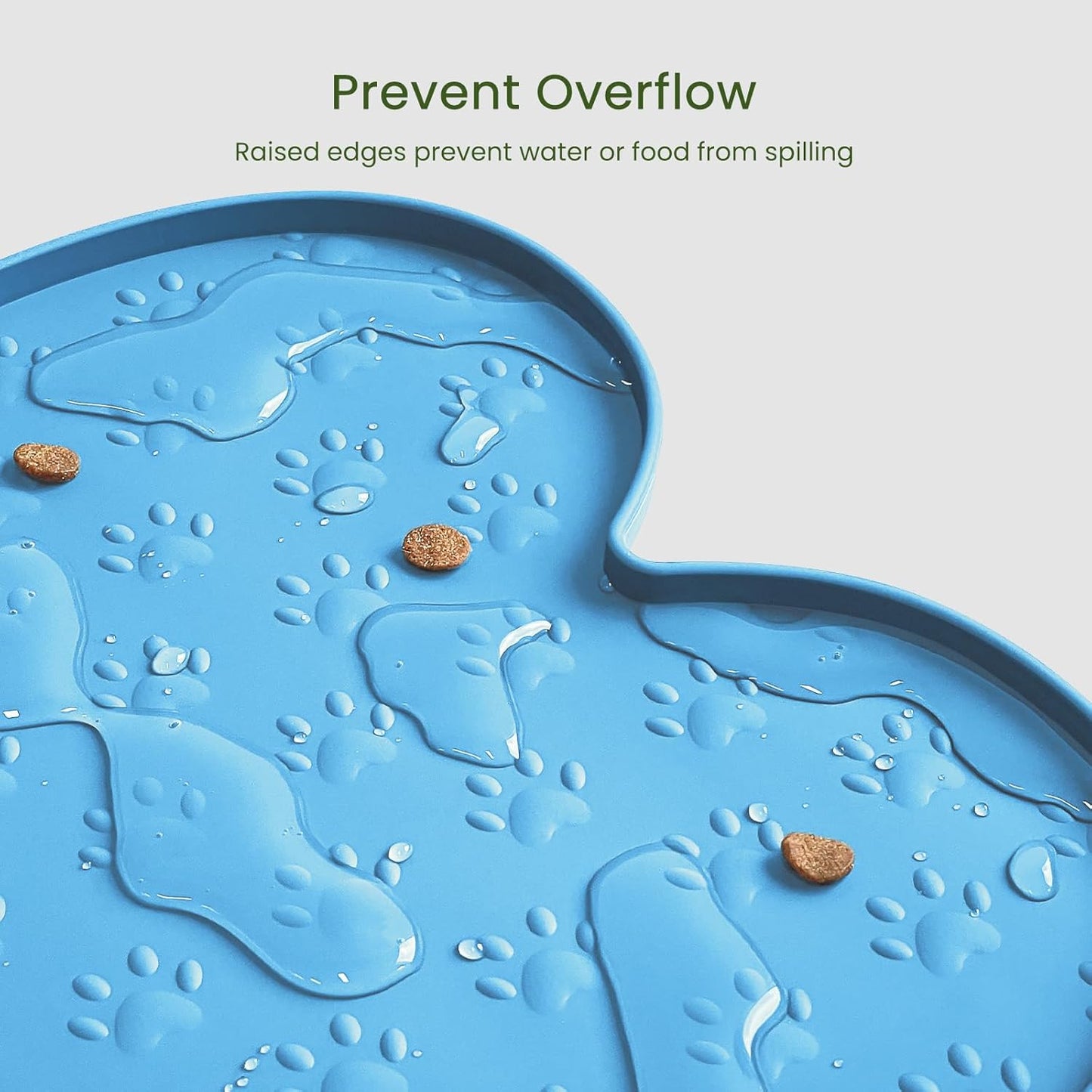 Dog Food Mat Anti-Slip Silicone Dog Bowl Mat Thicker Pet Placemat Waterproof Cat Feeder Pad with Raised Edge Puppy Kitten Feeding Mats Suitable Small Medium-Sized Dogs Cats Eating Tray