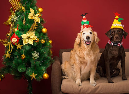 DOGWONG Christmas Cotton Dog Collar, Red Santa Claus Dog Collar Durable Holiday Pet Dog Collars Cute Puppy Necklace for Small Medium Large Dogs,XL