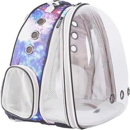 Front Expandable Cat Backpack Carrier, Fit up to 20 lbs, Printed Artwork with Space Capsule Bubble Window Pet Carrier Backpack for Large Fat Cat and Small Puppy