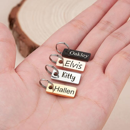 Anavia Small Size Dog Cat ID Tags, Small/XS Personalized Color Plated Stainless Steel Puppy Kitten Name Tags, Customized Engraved Nameplate Pet Collar Tag (Blue, XS-Rectangle)