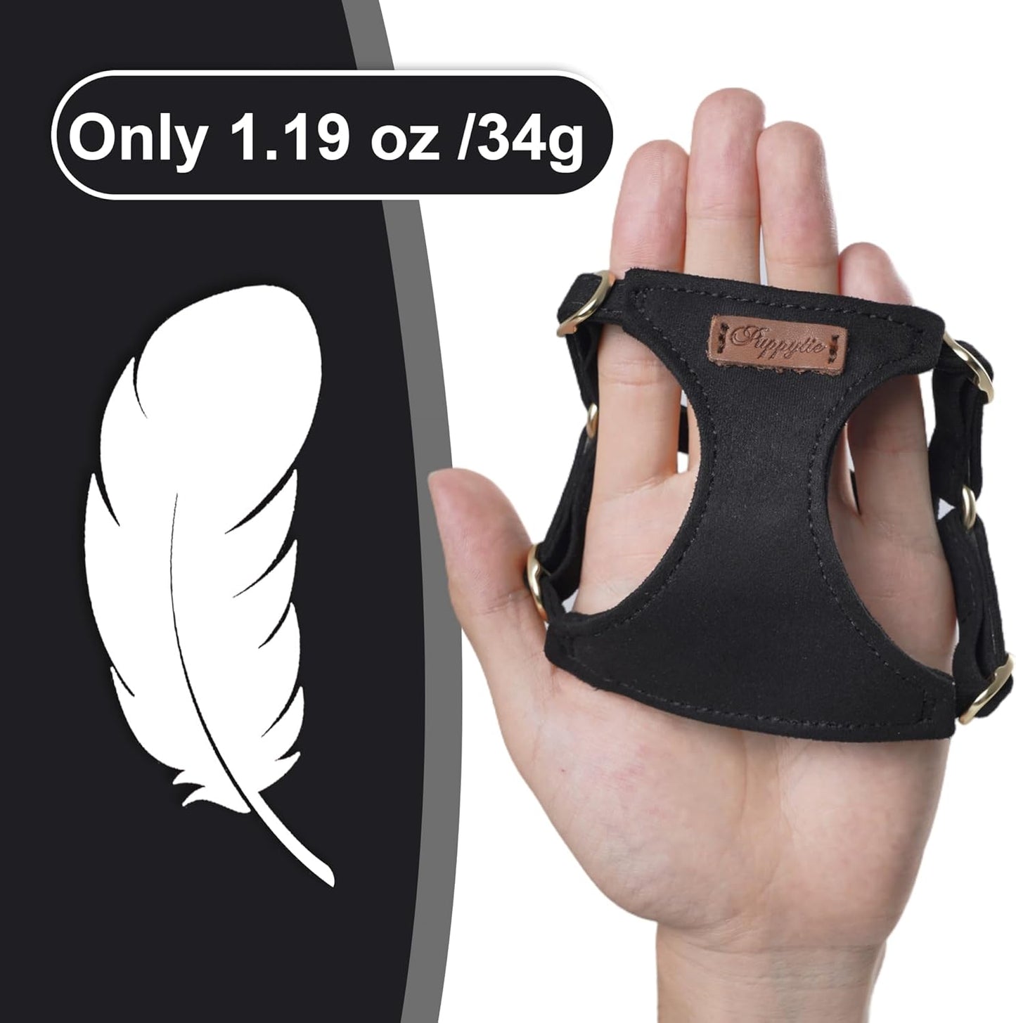 Puppytie No Pull xs Dog Harness with Multifunction Dog Leash,Soft Adjustable No Choke Escape Proof Pet Harness Vest,Black,XS