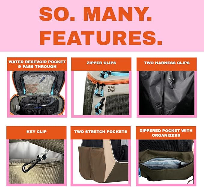 Travel Cat Backpack Carrier - The Navigator Convertible Pet Carrier Backpack - Cat Carrier Backpack with Fully Ventilated Mesh (Earth)