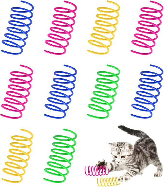 100 Pack Cat Spiral Spring, Cat Toys Spring for Indoor Cats, Plastic Coils Colorful Kitten Interactive Toy for Swatting, Biting, Hunting