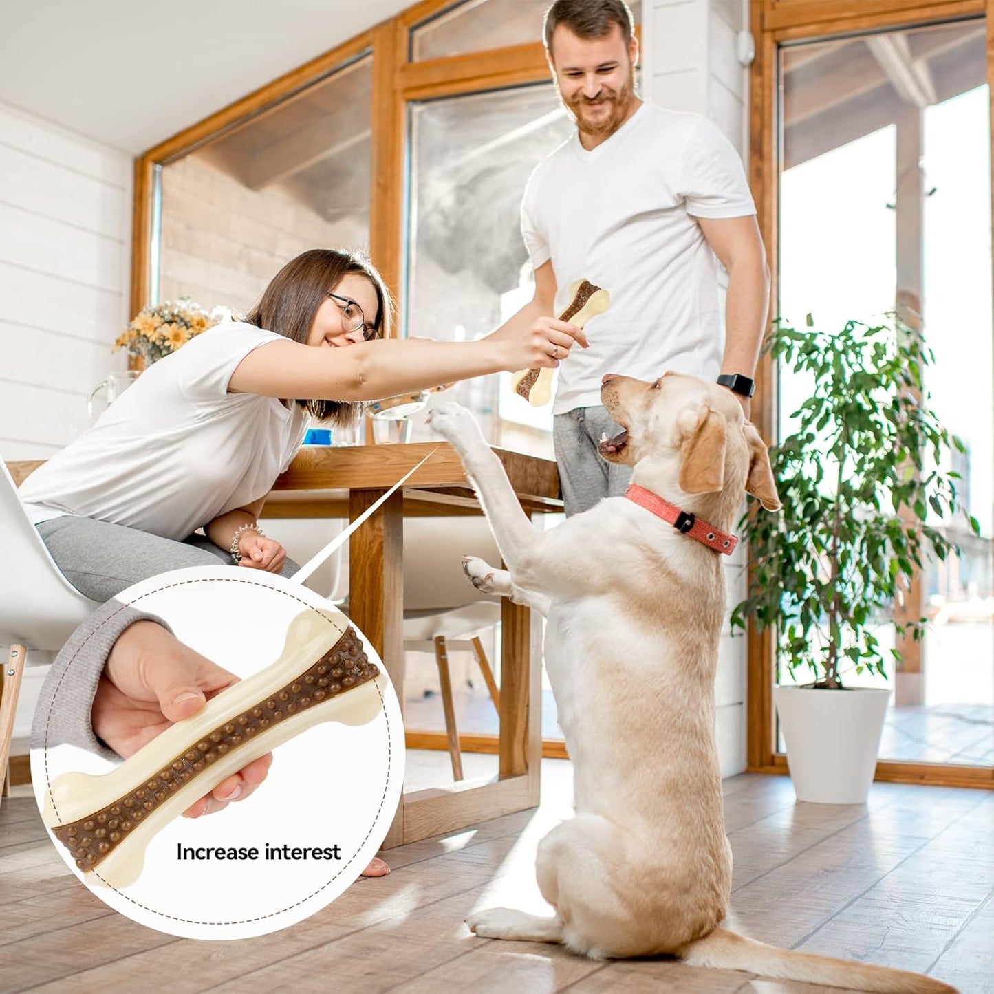 Dog Toys for Aggressive Chewers, 2 Pack Nylon Durable Dog Bones with Real Beef Flavor for Large/Medium/Small Breeds Pet Chew Toys