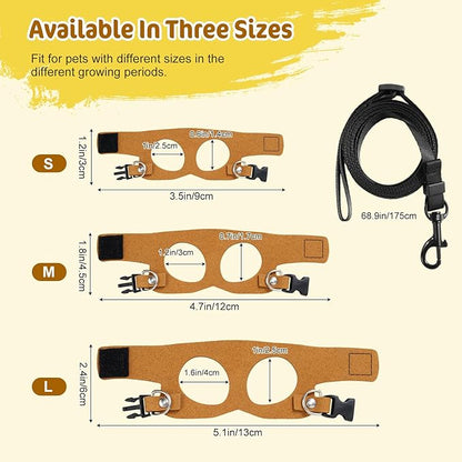 Pawaboo Adjustable Bearded Dragon Harness and Leash, 3 Size Leather Reptile Leash Outdoor Harness Leashs with Bat Wings for Lizard Reptiles Amphibians Small Pet, Small/Medium/Large, Brown