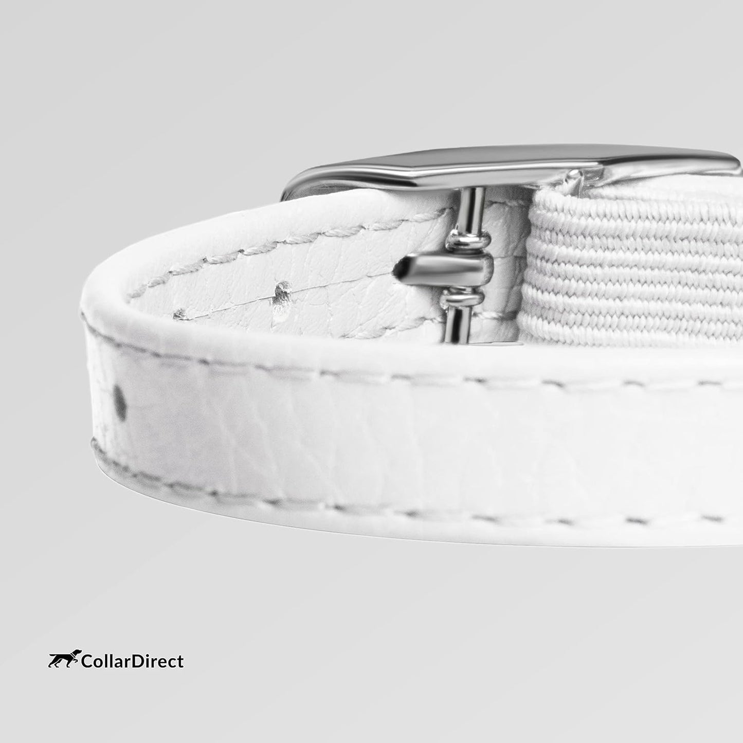 CollarDirect Leather Cat Collar, Kitten Collar with Removable Bell Black Blue Red Orange Lime Green (6-7 Inch, White)