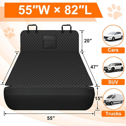 SUV Cargo Liner for Dogs - Waterproof Dog Car Seat Cover Mat for SUVs, Sedans, Vans & Trunks with Non-Slip Bumper Flap Protector, Scratchproof Large Size Universal Fit, Black