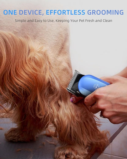 Professional Dog Grooming Clippers Kit, 24V High Power for Thick Coats, Quiet Dog Clippers with 10 Metal Guard Combs & Brush, Ideal Dog Hair Remover for Cats and Pets