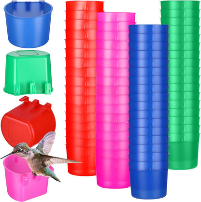 100 Pcs Cage Cups Chicken Feeder Cup 8 oz Hanging Bird Food Water Bowl Coop Bunny Cage Feeding Dish Game Fowl Supply for Poultry Pet Parrot Parakeet Rabbit Parakeet Pigeon(Blue, Red, Rose Red, Green)