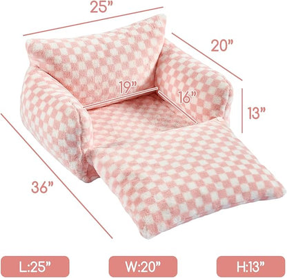Hollypet Cat Bed Fluffy Plush Mutifuctional Double-Layer Soft Pet Couch Orthopedic Sofa Nest Beds for Small Cats and Dogs, Pink and White (25x20x13 inch)