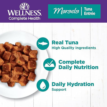 Wellness Complete Health Cubed Adult Wet Cat Food, Natural, Protein-Rich, Grain Free, 5.5 Ounce, 24 Pack, (Tuna Entrée)