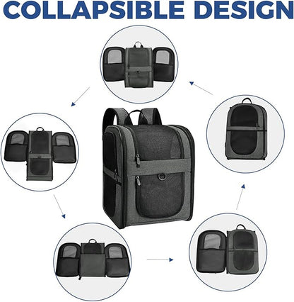 Apollo Walker Pet Carrier Backpack for 4-18lb Cats and Dogs, Puppies, Safety Features and Cushion Back Support | for Travel, Hiking, Outdoor Use (Gray)