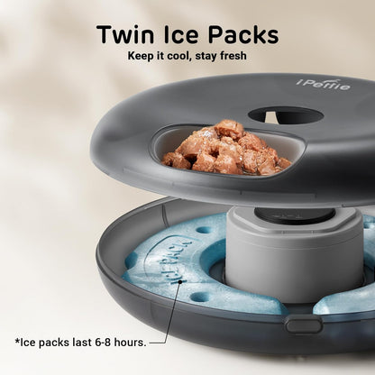 iPettie Donut Frost WiFi 6 Meal Automatic Cat Food Dispenser with App Control, Dry & Wet Food Automatic Cat Feeder, Smart Dog Feeder with Two Ice Packs, Programmable Timer