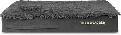 The Dog’s Bed Orthopedic Memory Foam Dog Bed, Large Grey Fur, Pain Relief for Arthritis, Hip & Elbow Dysplasia, Post Surgery, Lameness, Supportive, Calming, Waterproof Cover