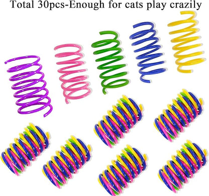Cat Spring Toys, Bouncy Coil Kitty Cats Spiral Spring Toy for Indoor Cats Heavy Interactive Cat Toys Springy Chew Toys Colorful Springs Cat Toy for Biting, Swatting, Hunting Entertainment Kitten Toys