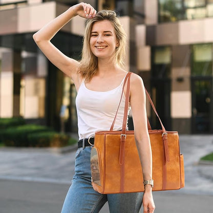 Fashion Dog Purse Pet Carrier Leather Bag for Small Dogs Cats Puppy, Portable Tote Bag Airline Approved Soft-Sided Carriers (Brown)