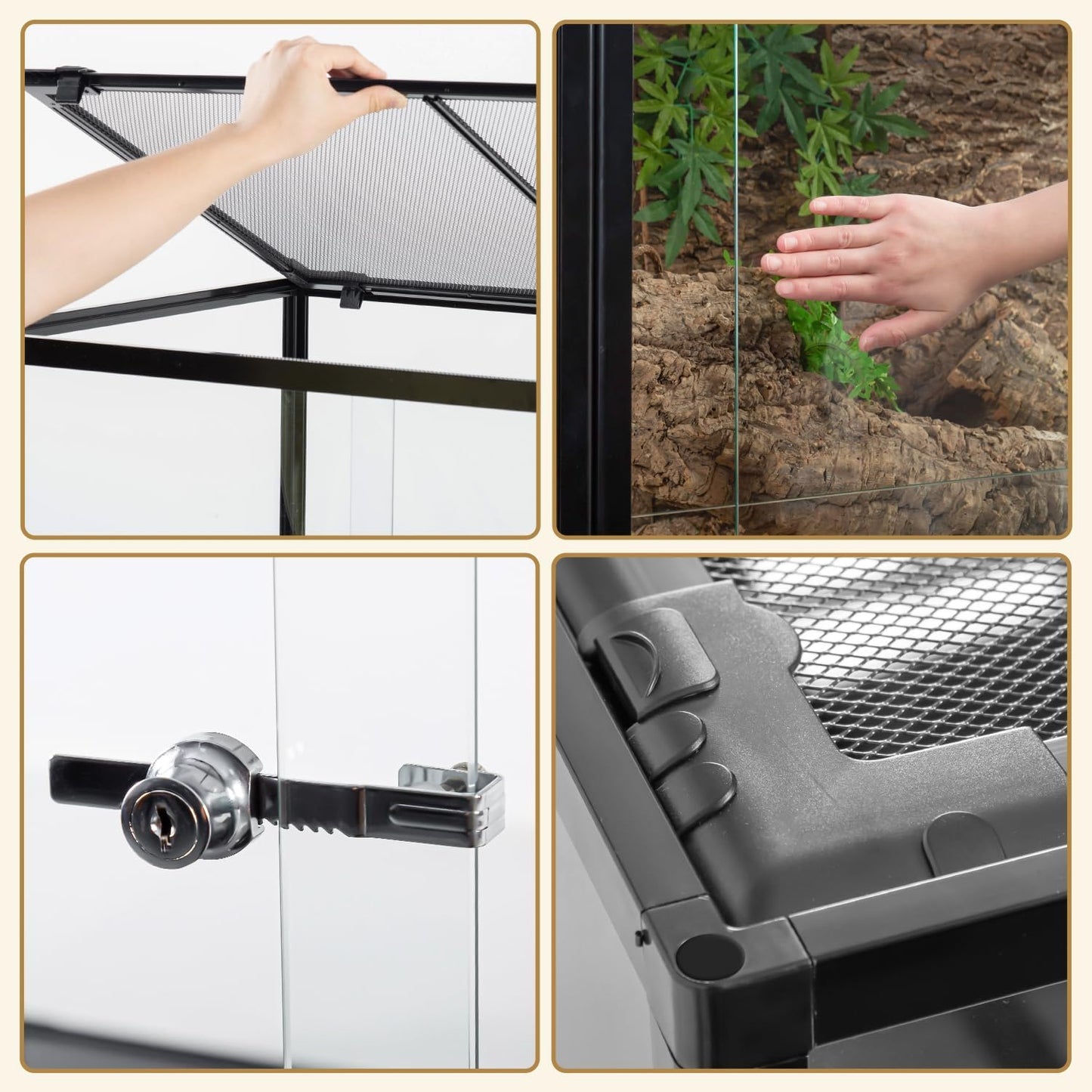 OIIBO Extra Large Reptile Terrarium 72" x 24" x 24" Reptile Tank, Upgrade Splicable Tank Can Be Used as 2 Separate Habitats, Giant Terrarium with Double Front Sliding Doors