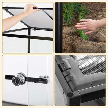 OIIBO Extra Large Reptile Terrarium 72" x 24" x 24" Reptile Tank, Upgrade Splicable Tank Can Be Used as 2 Separate Habitats, Giant Terrarium with Double Front Sliding Doors