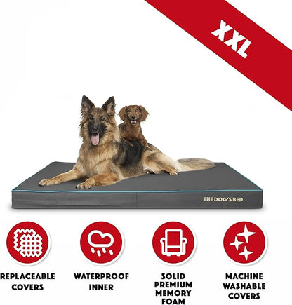 The Dog’s Bed Orthopedic Memory Foam Dog Bed, XXL Grey/Blue, Pain Relief for Arthritis, Hip & Elbow Dysplasia, Post Surgery, Lameness, Supportive, Calming, Waterproof Washable Cover