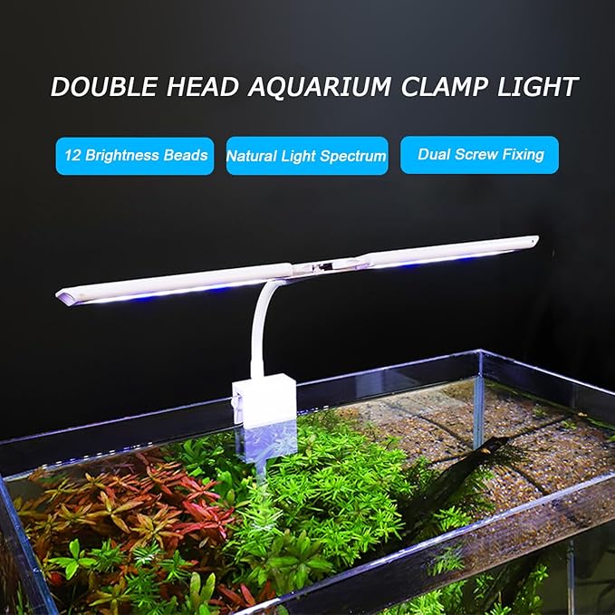 LED Aquarium Light Full Spectrum Clip Fish Tank Light Plants Light Double Swing Arm Light 4W (A00)