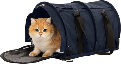 SturdiBag Pro 2.0 Pet Travel Carrier with Flexible Height for Cats and Dogs | Soft Sided Pet Carrier Bag with Safety Clips and Seatbelt Straps for Airplane or Car Travel | Large, Navy