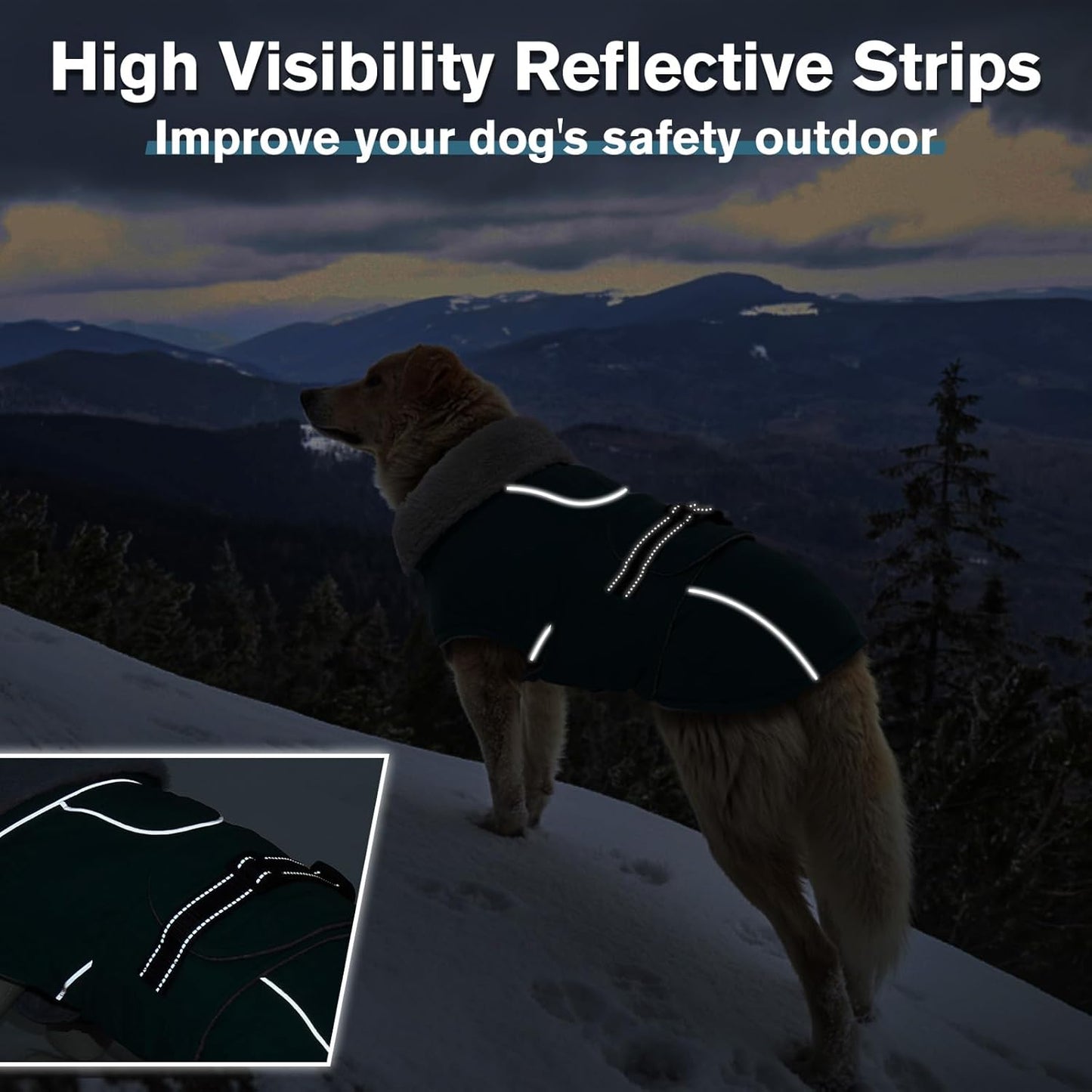 Lelepet Warm Dog Coats for Small Dogs Waterproof Dog Winter Jacket Reflective Pet Fleece Vest Windproof Cold Weather Coats with Adjustable Buckle & Leash Hole, Dark Green, S