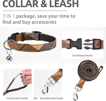 PUPTECK Adjustable Dog Harness Collar and Leash Set Step in No Pull Pet Harness for Small Medium Dogs Puppy and Cats Outdoor Walking Running, Soft Mesh Padded Reflective Vest Harnesses, Orange XXS