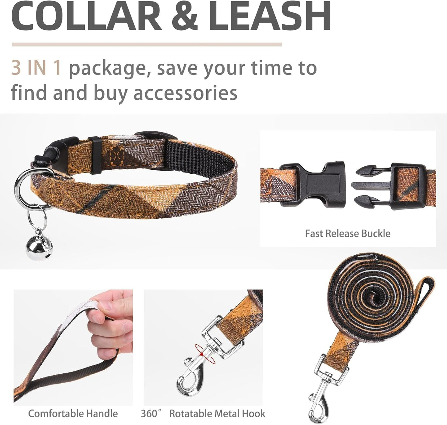 PUPTECK Adjustable Dog Harness Collar and Leash Set Step in No Pull Pet Harness for Small Medium Dogs Puppy and Cats Outdoor Walking Running, Soft Mesh Padded Reflective Vest Harnesses, Orange M