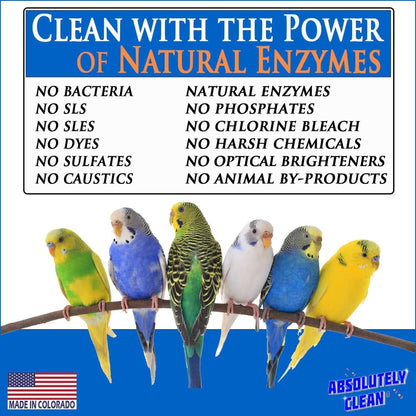 Absolutely Clean Amazing Bird Cage Cleaner and Deodorizer - Just Spray/Wipe - Safely & Easily Removes Bird Messes Quickly and Easily - Made in The US - Fragrance Free - (16oz Pack of 6)