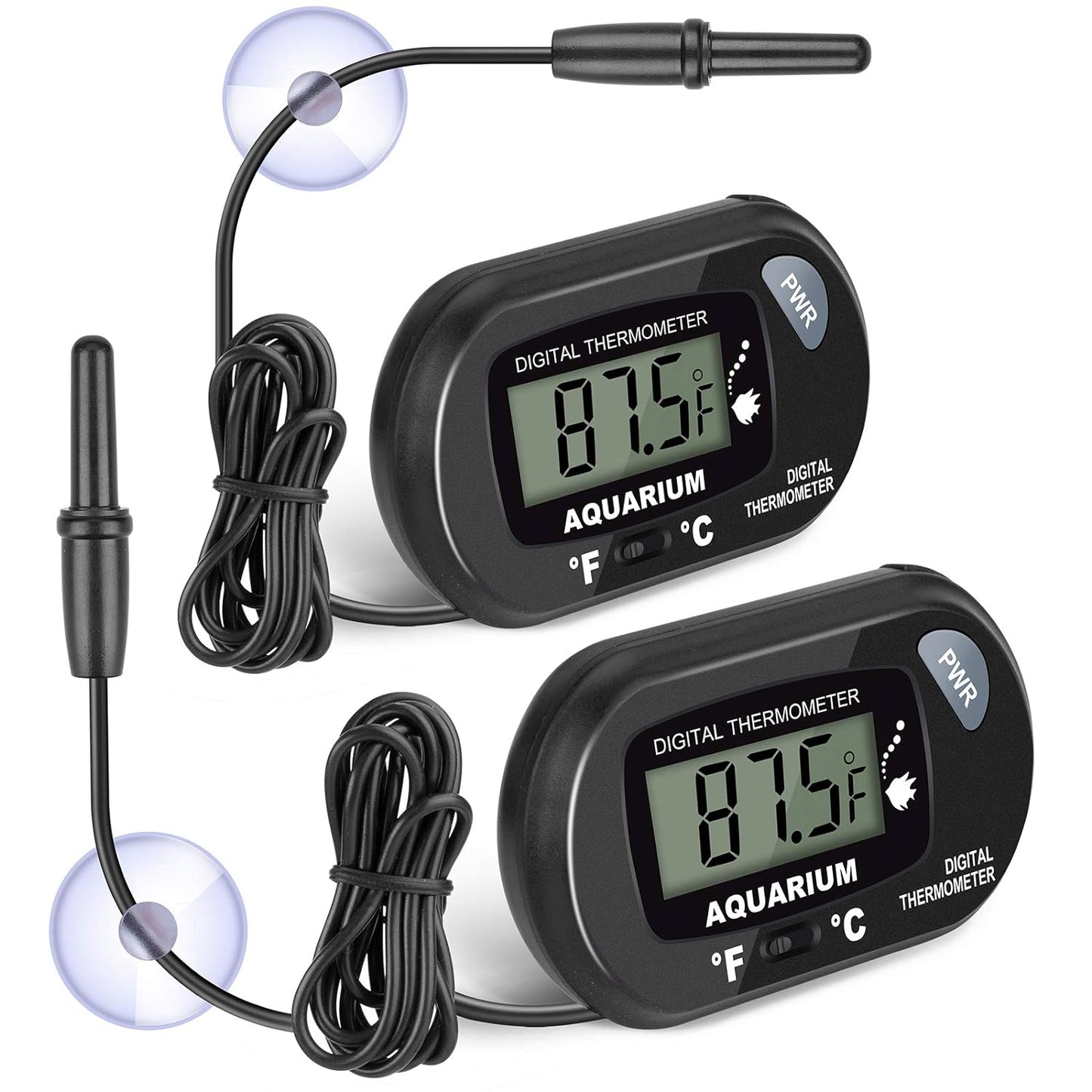 2-Pack Aquarium Thermometer, Fish Tank Thermometer, AikTryee Water Thermometer with 3.3ft Cord Fahrenheit/Celsius(℉/℃) for Vehicle Reptile Terrarium Fish Tank Refrigerator.