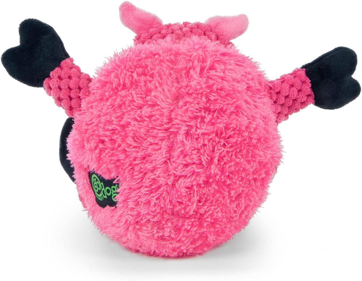 goDog Checkers Just for Me Sitting Pig Squeaky Plush Dog Toy, Chew Guard Technology - Pink, Mini