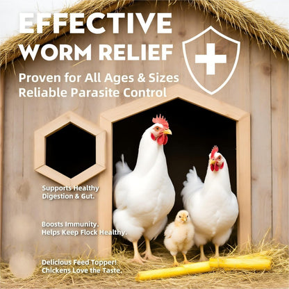Natural Chicken Dewormer Powder - Chili Flavor | All-Natural Poultry Worm Treatment for Hens & Birds | Easy-Mix Feed Supplement | Safe for Eggs | No Withdrawal (1LB Pouch)
