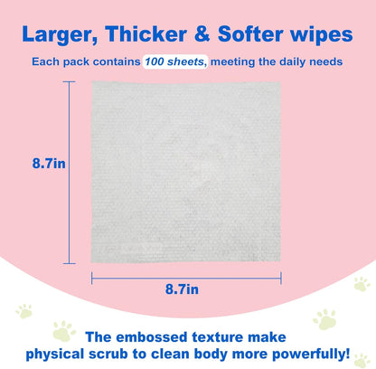 DR.EASY Super Caring Pet Wipes 100ct for Dogs and Cats, Cleans Ears, Face, Butt, Body and Eye Area – Convenient, Ideal for Home or Travel