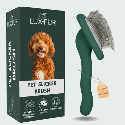 Premium Dog Slicker Brush – Doodle Grooming Brush for Long Haired Dogs - Goldendoodle, Labradoodle, Poodle & Golden Doodle – Ideal for Wavy & Curly Hair - Detangles & Fluffs Curly, Double Coats