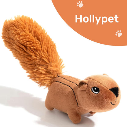 Hollypet Hide and Seek Squeaky Dog Toy, Designed Interactive Puzzle Plush Stuffed Puppy Toy, Squirrel