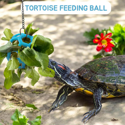 2 Pcs Tortoise Treat Ball, Hanging Hay Feeder for Small Animals, Turtle Foraging Toy with Fruit with Chain, Enrichment Feeding Ball for Pet Tortoise