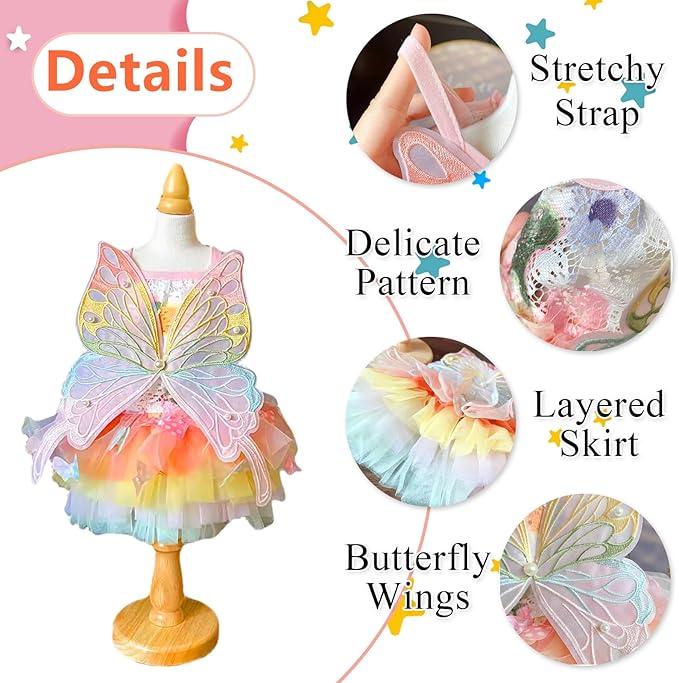 Cat/Small Dog Pretty Fairy Costume Clothing - Cute Dress Outfit for Spring Halloween Christmas Girl Party (M)