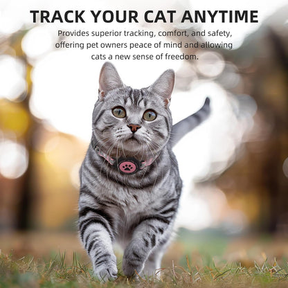 Waterproof Airtag Cat Collar, Reflective With Bell, Breakaway Holder, Lightweight for Apple Air Tag, GPS Collars for Girl Boy Cats, Kitten (Pink)