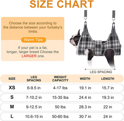 BEAUTYZOO Dog Grooming Hammock, Small Dog Sling for Nail Trimming, Dog Hanging Harness for Claw Care with Thick Fabric Neck Support Wide Strap Restraint Cat Grooming Hammock, Black XS