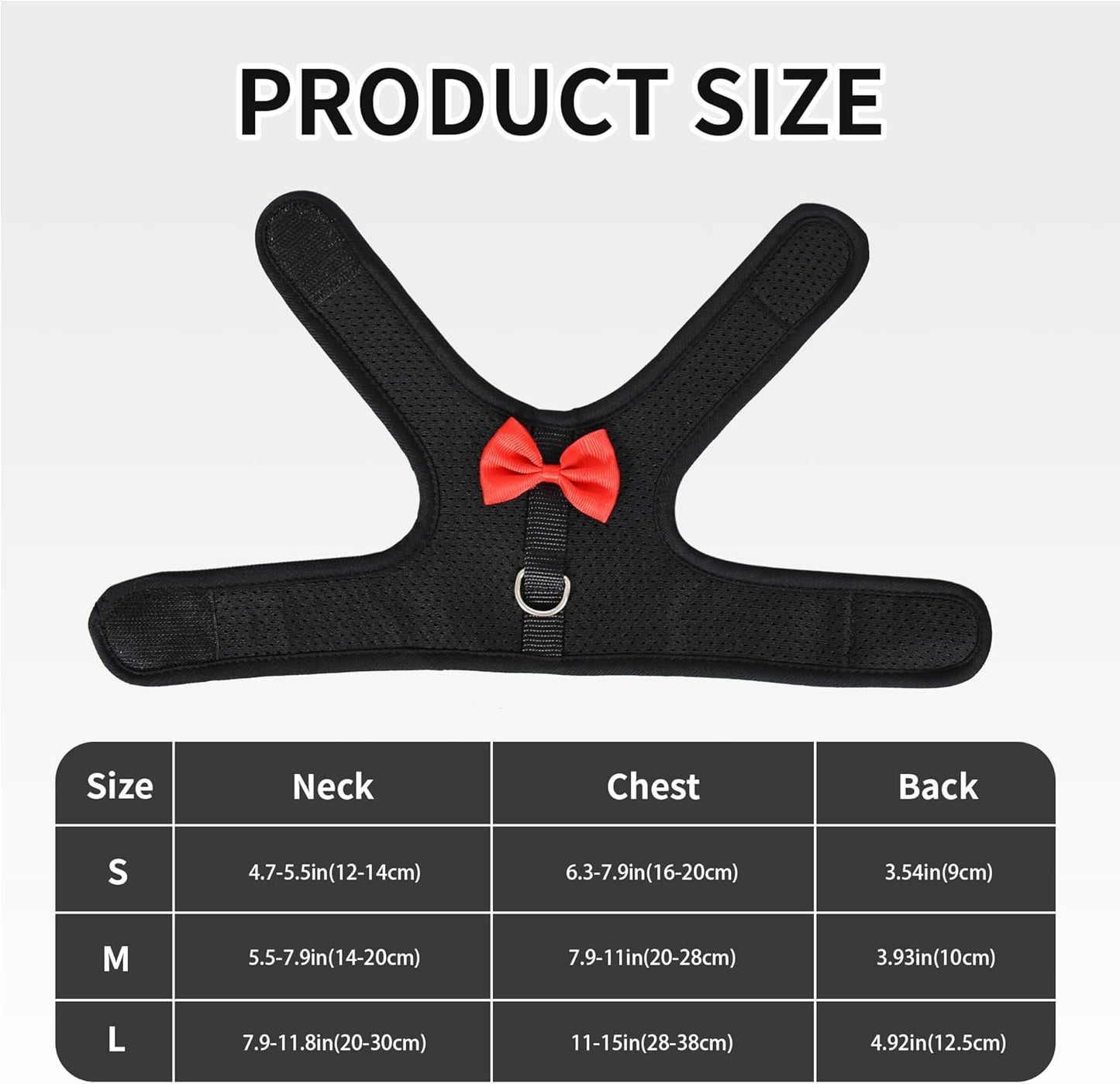 AIITLE Rabbit Harness and Leash Set with Cute Bow, Soft Breathable Mesh Vest Harness for Rabbits Kitten Ferret Puppy Small Pets Walking Supplies Black L