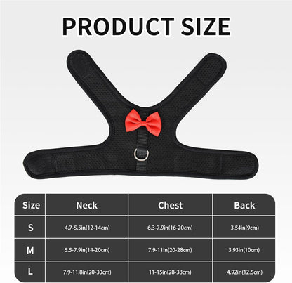 AIITLE Rabbit Harness and Leash Set with Cute Bow, Soft Breathable Mesh Vest Harness for Rabbits Kitten Ferret Puppy Small Pets Walking Supplies Black L