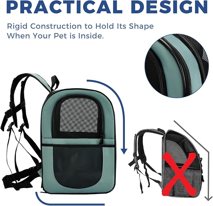 Apollo Walker Dog & Cat Carrier Backpack for 4-18lb Pets - Ventilated Safe Design with Padded Back Support, Breathable Mesh Pet Backpack for Hiking, Travel, Outdoor (Blue)