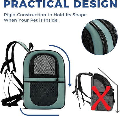 Apollo Walker Dog & Cat Carrier Backpack for 4-18lb Pets - Ventilated Safe Design with Padded Back Support, Breathable Mesh Pet Backpack for Hiking, Travel, Outdoor (Blue)