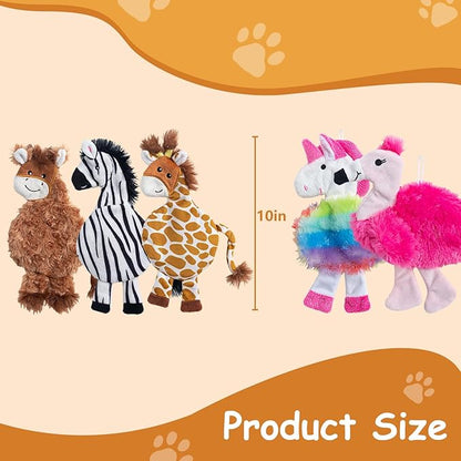 Hollypet Soft Squeaky Dog Toys, Plush No - Mess Chew Toys for Small and Medium Dogs and Non-Aggressive Chews, Puppy Teeth Cleaning Chew Toys, 5 Animal