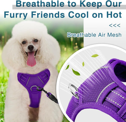 BARKBAY Dog Harness No Pull with ID Tag Pocket - Heavy Duty, Reflective, Easy Control for Large Dogs(Purple,XS)