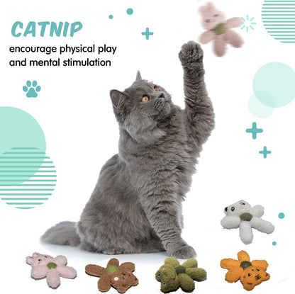 Cat Toys with Catnip Kitten Chew Bite Supplies Boredom Relief Fluffy Kitty Teeth Cleaning Chewing Cat Lovers Interactive Plush Gift (Bear)